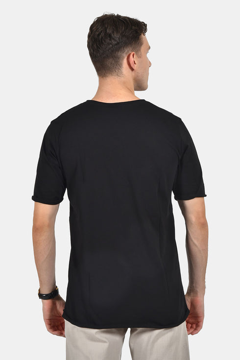 Ανδρικό T-Shirt με Λαιμό Βε Μαύρο NDC