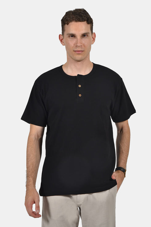 Ανδρική Μπλούζα Ριπ Μαύρο με Κουμπάκια Everbest