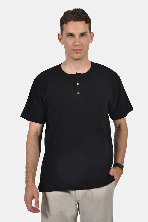 Ανδρική Μπλούζα Ριπ Μαύρο με Κουμπάκια Everbest