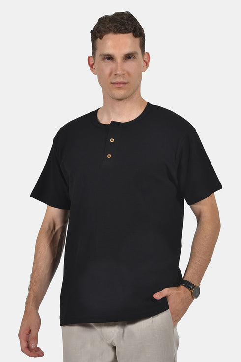 Ανδρική Μπλούζα Ριπ Μαύρο με Κουμπάκια Everbest