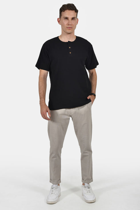 Ανδρική Μπλούζα Ριπ Μαύρο με Κουμπάκια Everbest