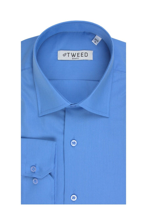 Ανδρικό Πουκάμισο Στενή Γραμμή Μπλε Ρουά Tweed