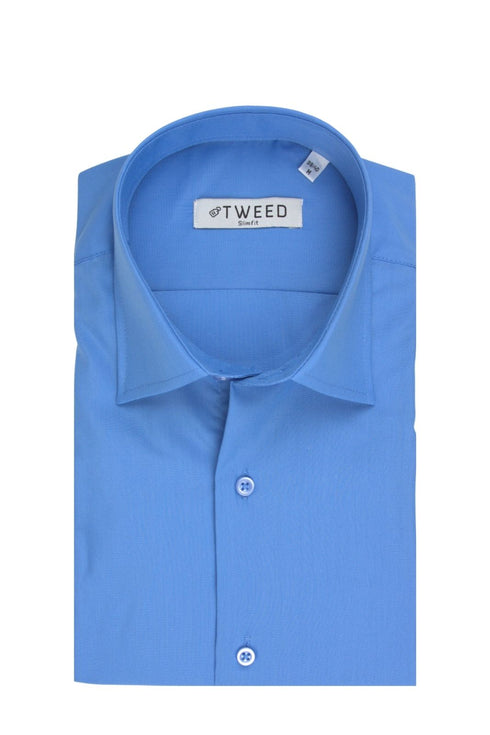 Ανδρικό Πουκάμισο Στενή Γραμμή Μπλε Ρουά Tweed