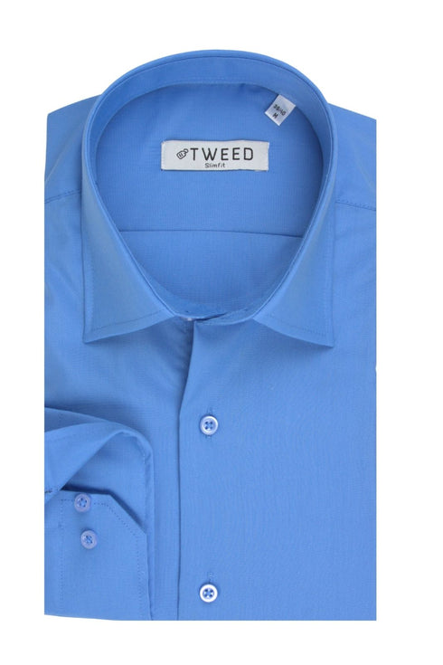 Ανδρικό Πουκάμισο Στενή Γραμμή Μπλε Ρουά Tweed