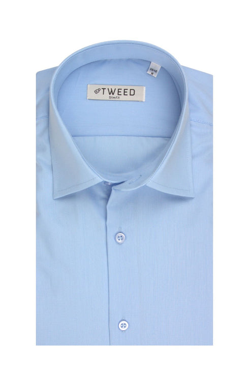 Ανδρικό Πουκάμισο Στενή Γραμμή Γαλάζιο Tweed