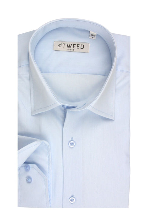 Ανδρικό Πουκάμισο Στενή Γραμμή Σιέλ Tweed