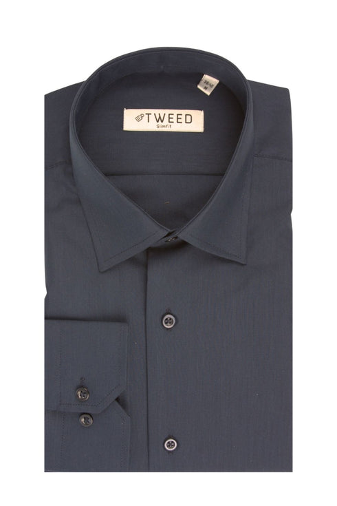 Ανδρικό Πουκάμισο Στενή Γραμμή Μπλε Σκούρο Tweed