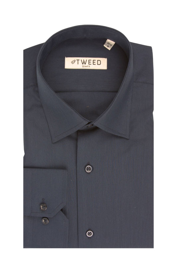 Ανδρικό Πουκάμισο Στενή Γραμμή Μπλε Σκούρο Tweed