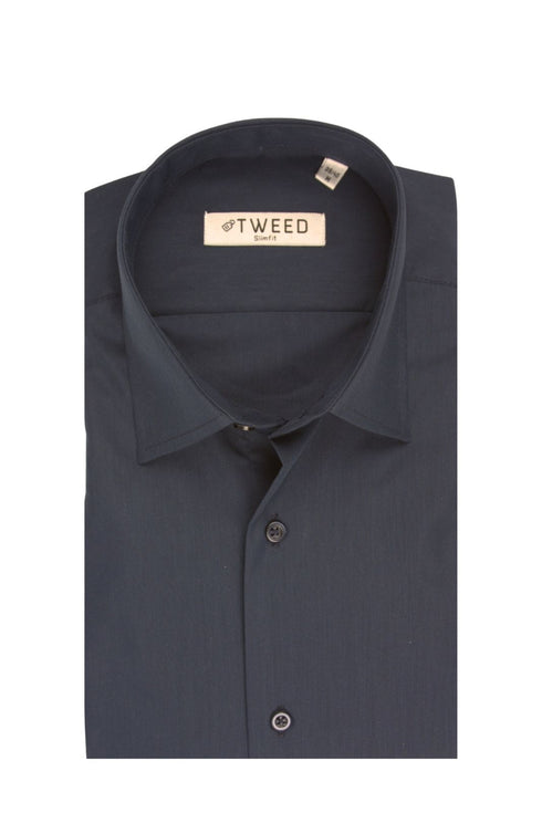 Ανδρικό Πουκάμισο Στενή Γραμμή Μπλε Σκούρο Tweed