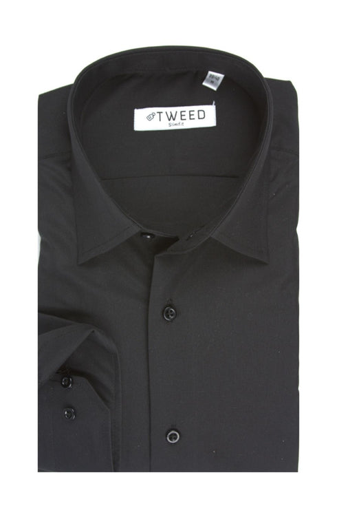 Ανδρικό Πουκάμισο Στενή Γραμμή Μαύρο Tweed