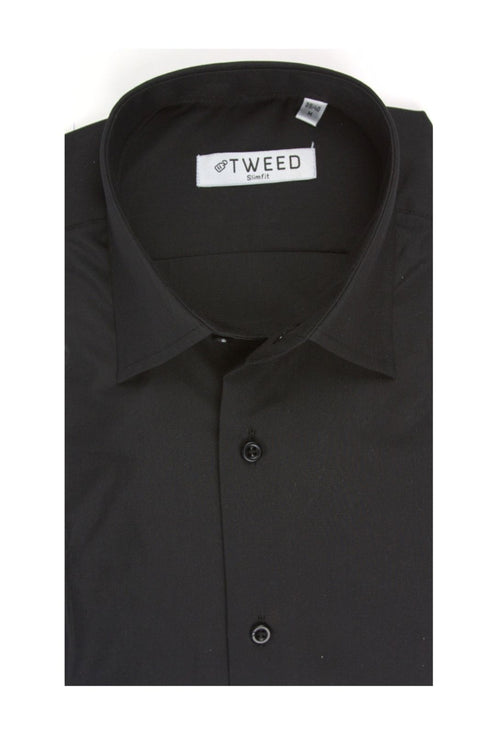 Ανδρικό Πουκάμισο Στενή Γραμμή Μαύρο Tweed