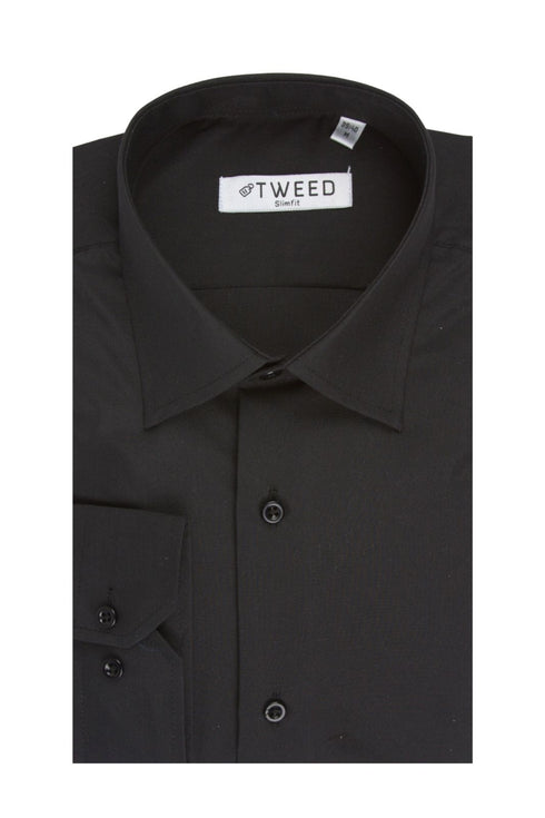 Ανδρικό Πουκάμισο Στενή Γραμμή Μαύρο Tweed