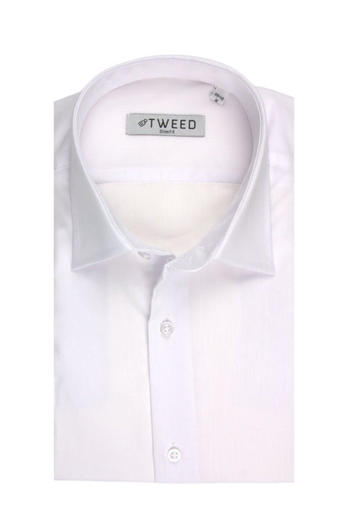 Ανδρικό Πουκάμισο Στενή Γραμμή Λευκό Tweed