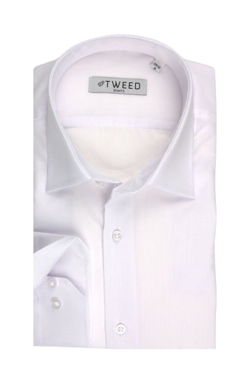 Ανδρικό Πουκάμισο Στενή Γραμμή Λευκό Tweed