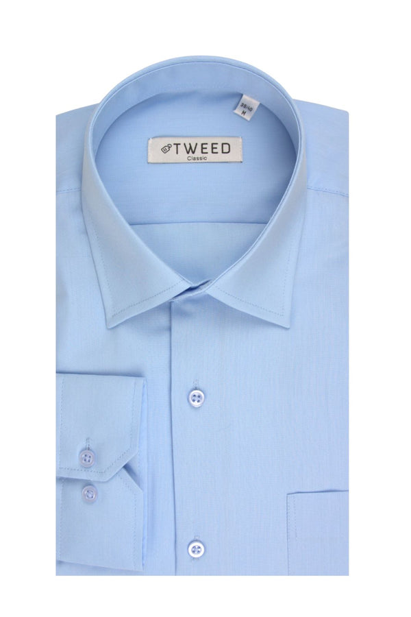 Ανδρικό Πουκάμισο με Τσέπη Γαλάζιο Tweed