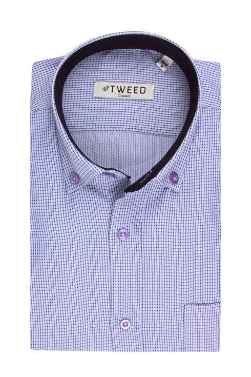 Ανδρικό Πουκάμισο Λιλά με Μικροσχέδιο Tweed