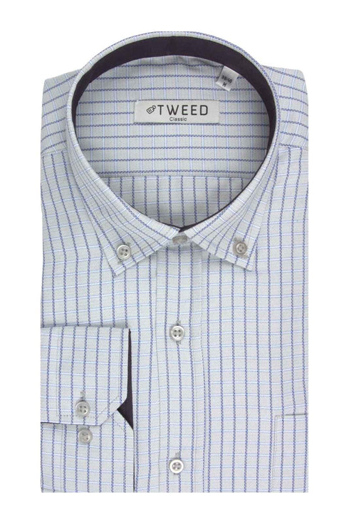 Ανδρικό Πουκάμισο Γκρι Πάγου Καρό Tweed