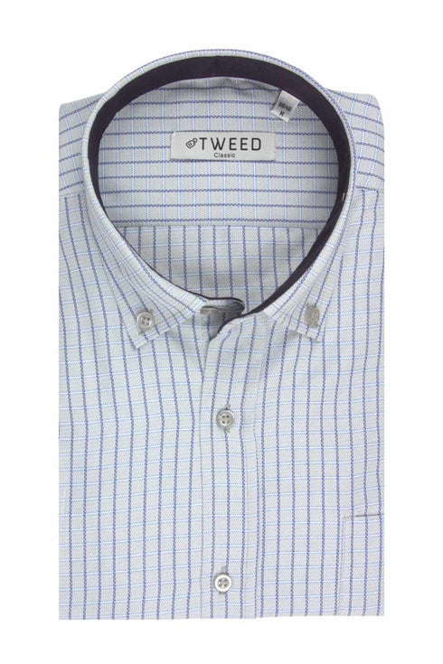 Ανδρικό Πουκάμισο Γκρι Πάγου Καρό Tweed