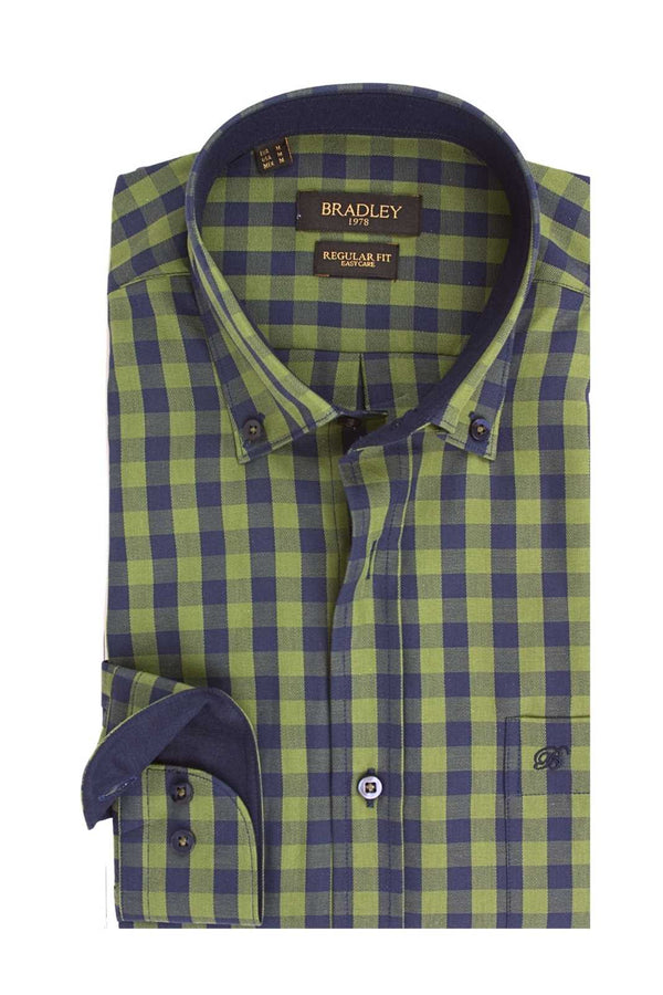Ανδρικό Πουκάμισο Καρό Πράσινο-Μπλε Bradley