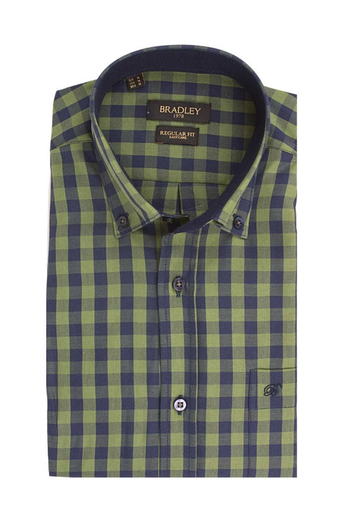 Ανδρικό Πουκάμισο Καρό Πράσινο-Μπλε Bradley
