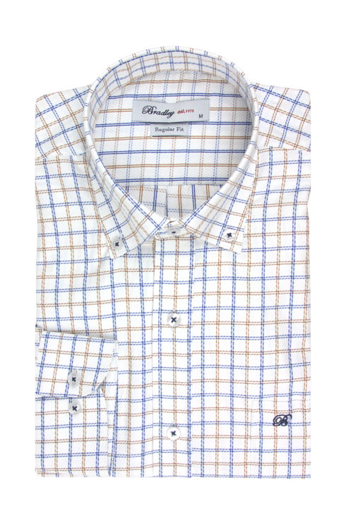 Ανδρικό Πουκάμισο Καρό Λευκό-Μπλε Bradley
