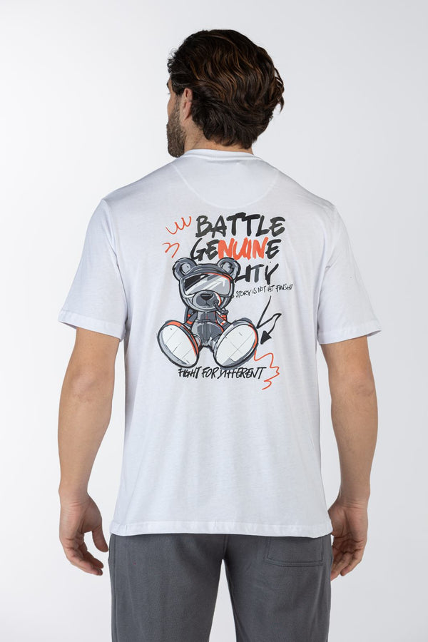 Ανδρικό t-shirt Λευκό με Τύπωμα στη Πλάτη Restart