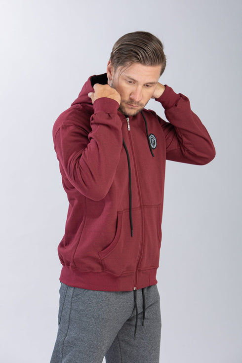 Ανδρική Ζακέτα Φούτερ με Κουκούλα Μπορντό Restart