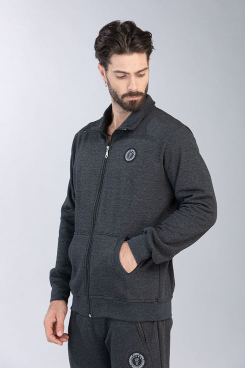 Ανδρική Ζακέτα Φούτερ Γκρι Σκούρο Restart