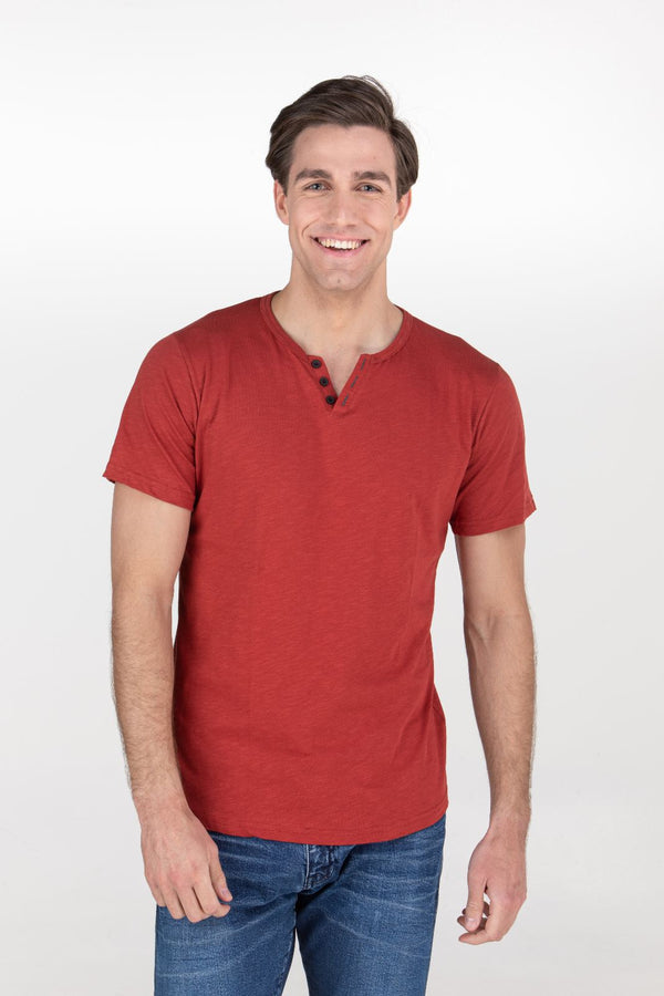 Ανδρικό T-Shirt Bε με Κουμπάκια Χρώμα Κεραμιδί Restart