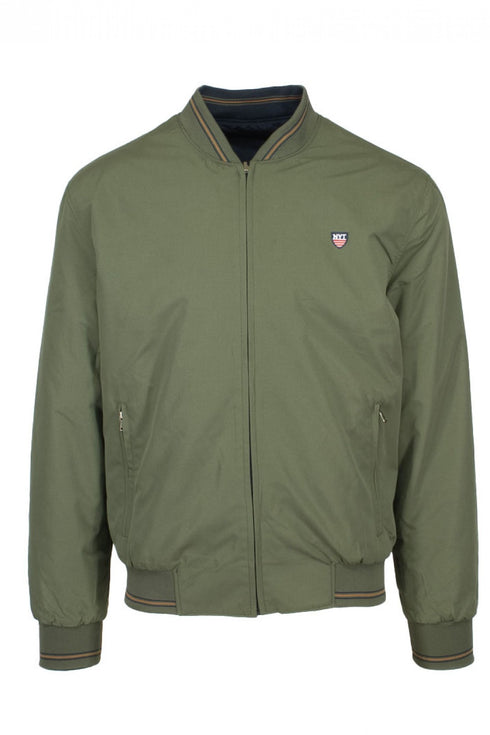 Ανδρικό Ανοιξιάτικο Μπουφάν με Χαμηλό Λαιμό Διπλής Όψεως Λαδί-Μπλε NYT