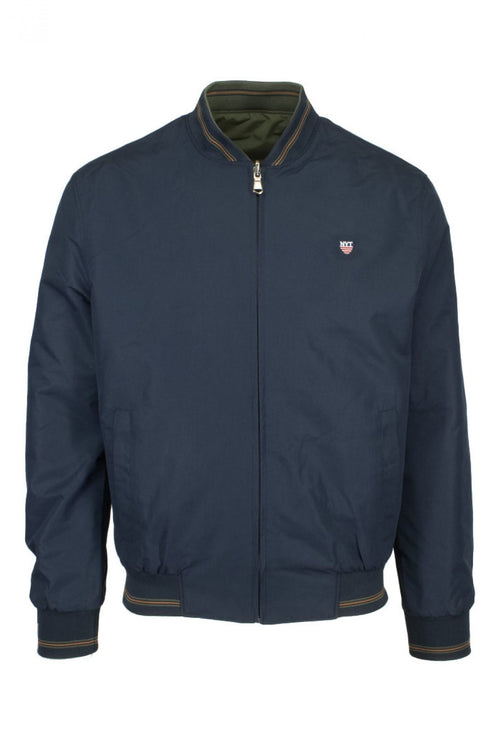 Ανδρικό Ανοιξιάτικο Μπουφάν με Χαμηλό Λαιμό Διπλής Όψεως Λαδί-Μπλε NYT