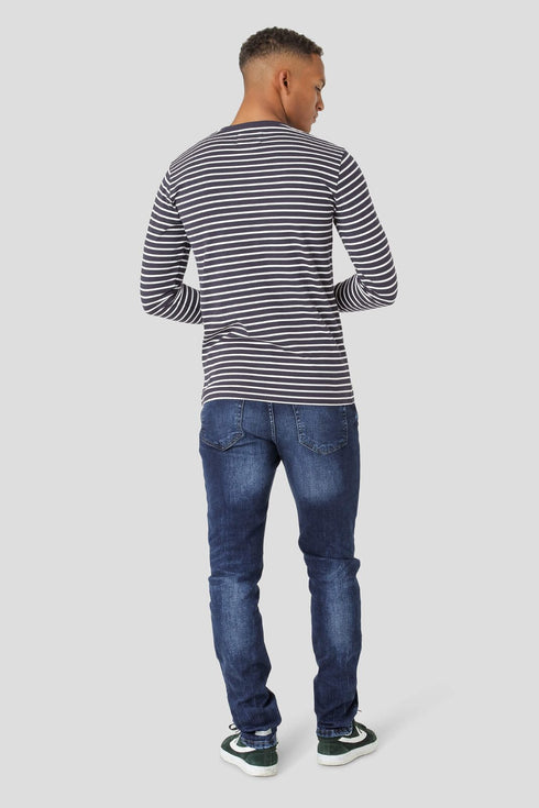 Ανδρικό Τζιν Παντελόνι Στενή Γραμμή Μπλε με Ξέβαμμα Marcus