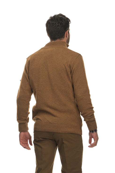 Ανδρικό Πουλόβερ με Half Zip Κάμελ NYT