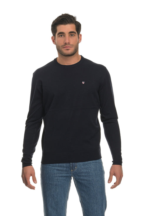 Ανδρικό Λεπτό Πλεκτό Λαιμόκοψη Μπλε NYT