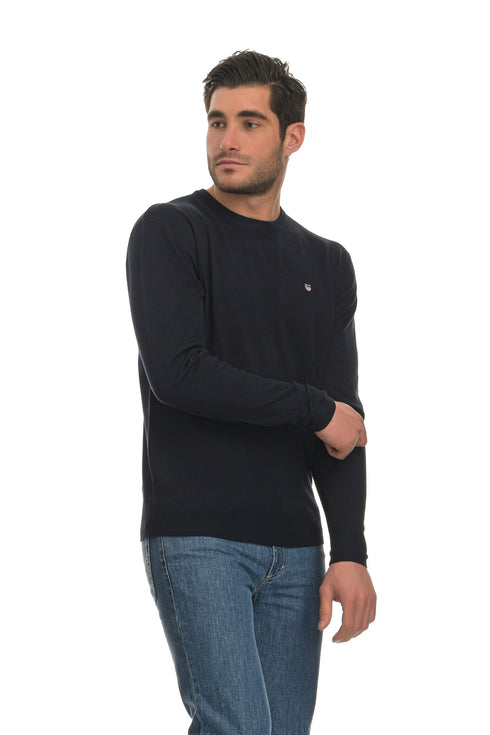 Ανδρικό Λεπτό Πλεκτό Λαιμόκοψη Μπλε NYT