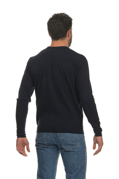 Ανδρικό Λεπτό Πλεκτό Λαιμόκοψη Μπλε NYT