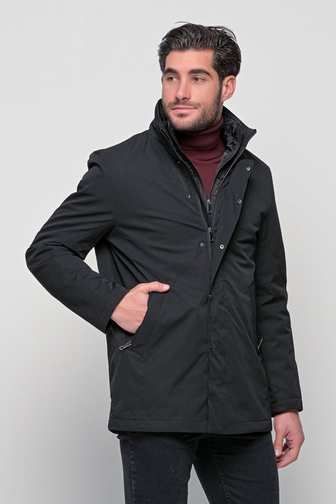 Ανδρικό Μπουφάν με Μόστρα Χρώμα Μαύρο NYT