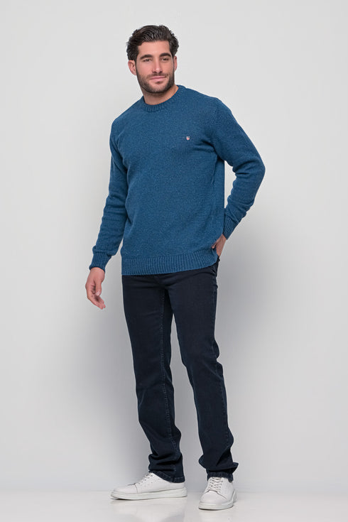 Ανδρικό Πουλόβερ Λαιμόκοψη Πετρόλ NYT