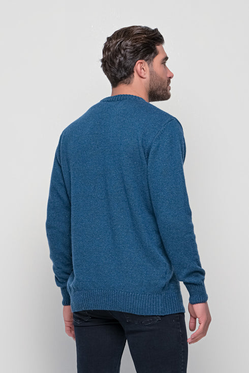 Ανδρικό Πουλόβερ Λαιμόκοψη Πετρόλ NYT