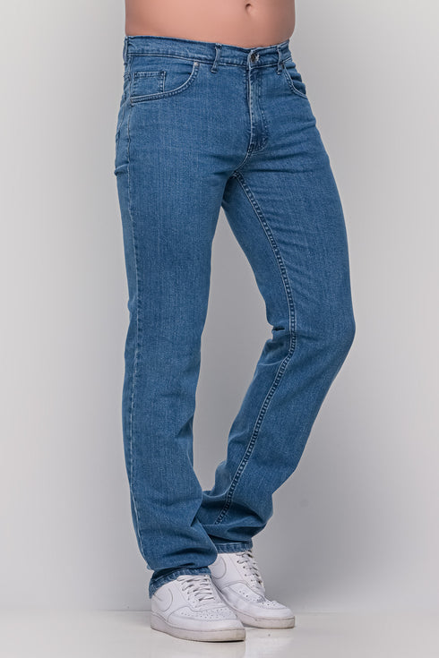 Ανδρικό Τζιν Παντελόνι Ίσια Γραμμή Ελαστικό Μπλε Ανοιχτό Trial