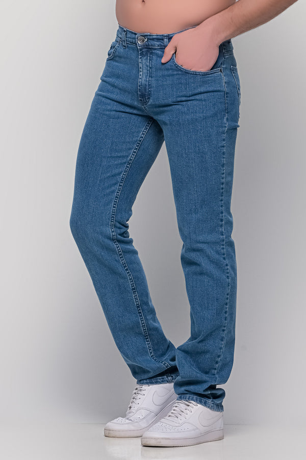 Ανδρικό Τζιν Παντελόνι Ίσια Γραμμή Ελαστικό Μπλε Ανοιχτό Trial