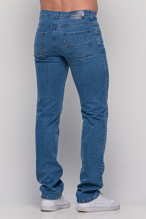 Ανδρικό Τζιν Παντελόνι Ίσια Γραμμή Ελαστικό Μπλε Ανοιχτό Trial
