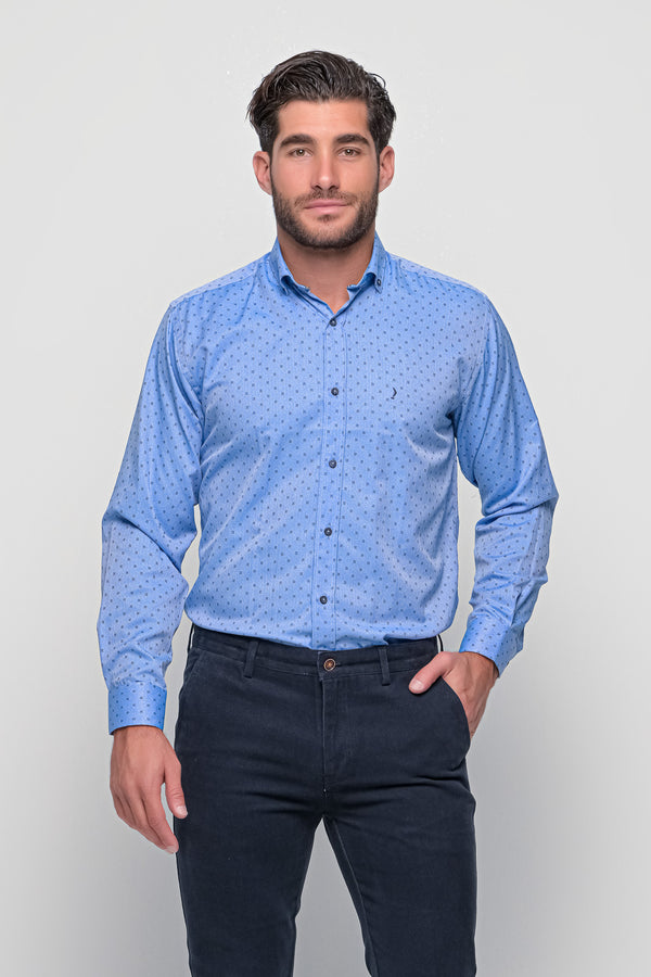 Ανδρικό Πουκάμισο Μπλε Ανοιχτό με Μικροσχέδιο NCS