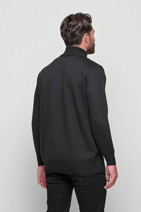 Ανδρική Πλεκτή Μπλούζα με Φερμουάρ Μαύρο Lexton