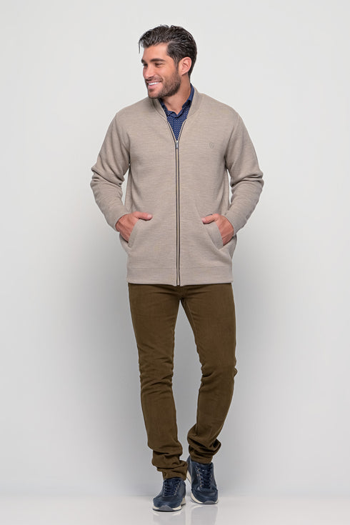 Ανδρικό Πλεκτό Ζακετομπουφάν Μπεζ Sogo