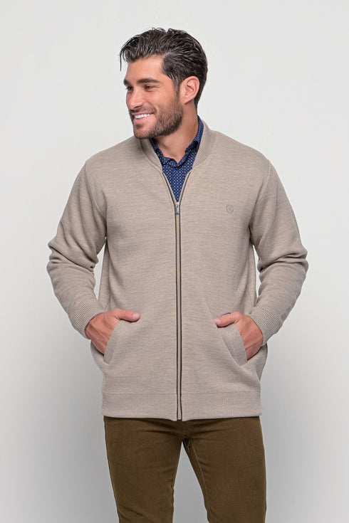 Ανδρικό Πλεκτό Ζακετομπουφάν Μπεζ Sogo