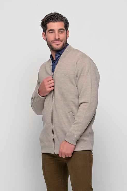 Ανδρικό Πλεκτό Ζακετομπουφάν Μπεζ Sogo