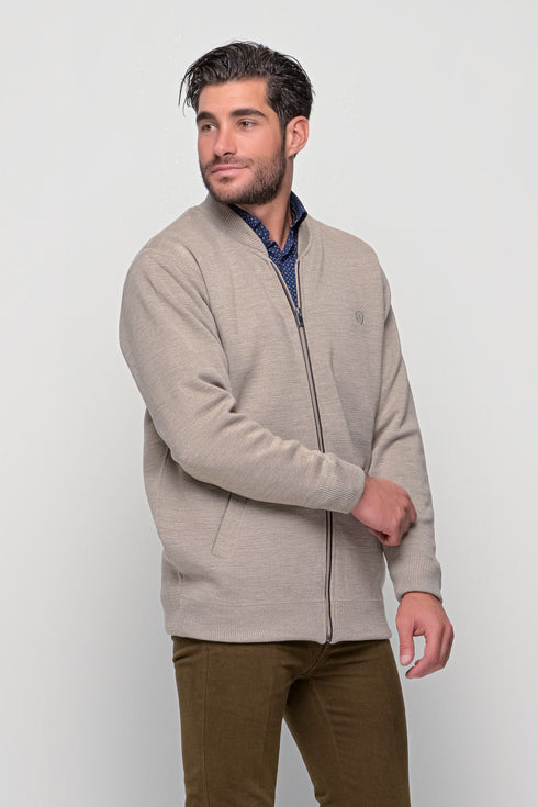 Ανδρικό Πλεκτό Ζακετομπουφάν Μπεζ Sogo