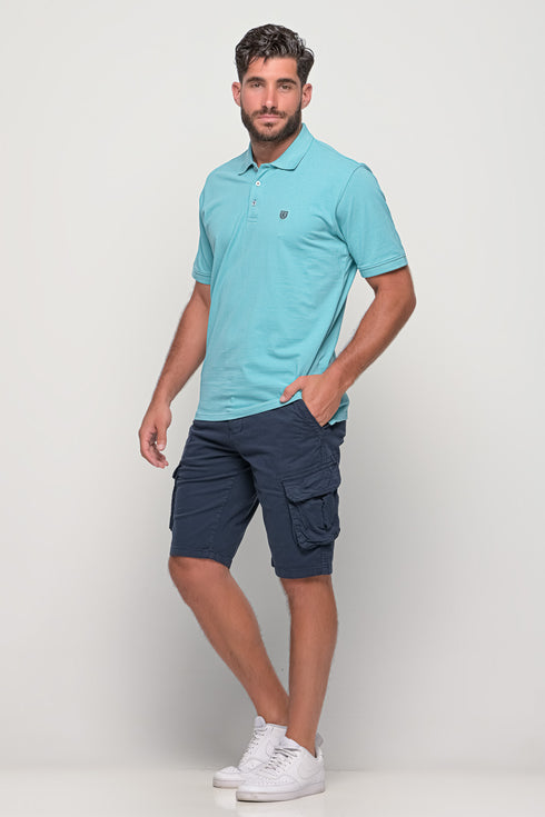 Ανδρική Βερμούδα Cargo Χρώμα Μπλε Cotton Green
