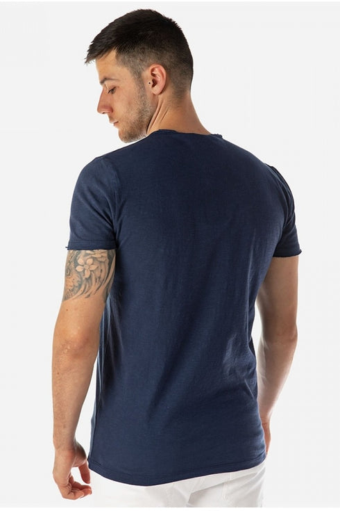 Ανδρικό T-Shirt Μπλε με Κουμπιά Camaro